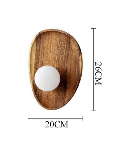 Sabina — Aplique de pared de madera con globo opal