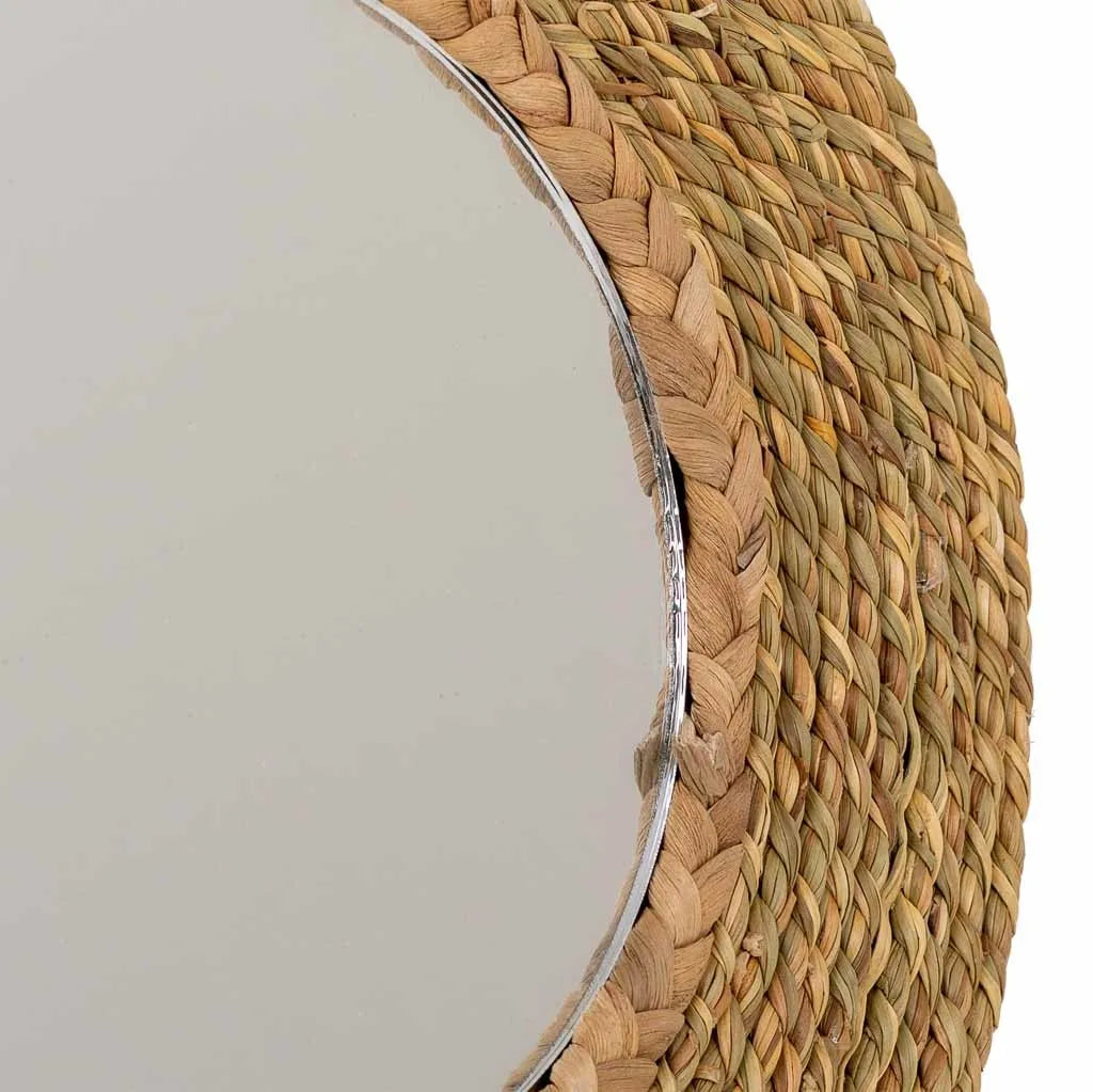 Fiber — Espejo redondo de fibra natural marrón (Ø25 cm)