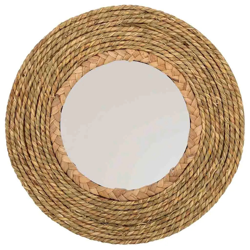 Fiber — Espejo redondo de fibra natural marrón (Ø25 cm)