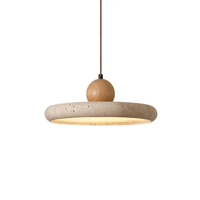 Laja — Lámpara colgante de travertino (Ø30 cm, LED)