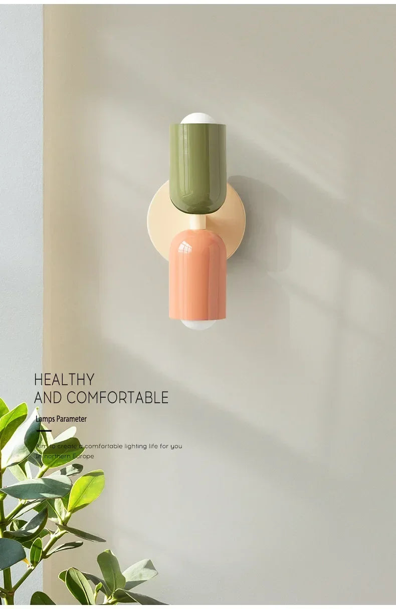 Moka Duo — Aplique de pared bicolor Rosado & Verde