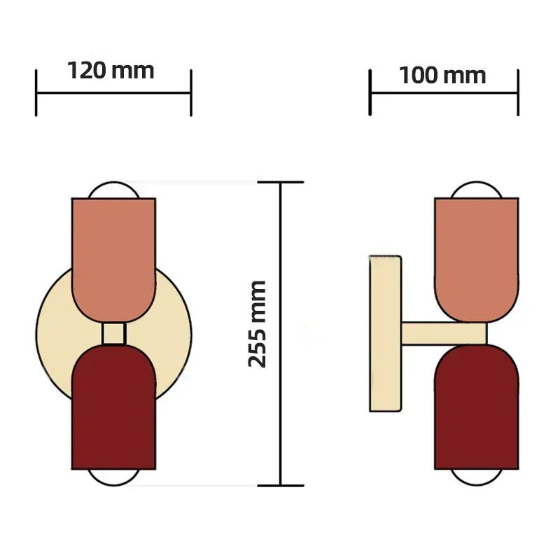 Moka Duo — Aplique de pared bicolor Rosado & Rojo