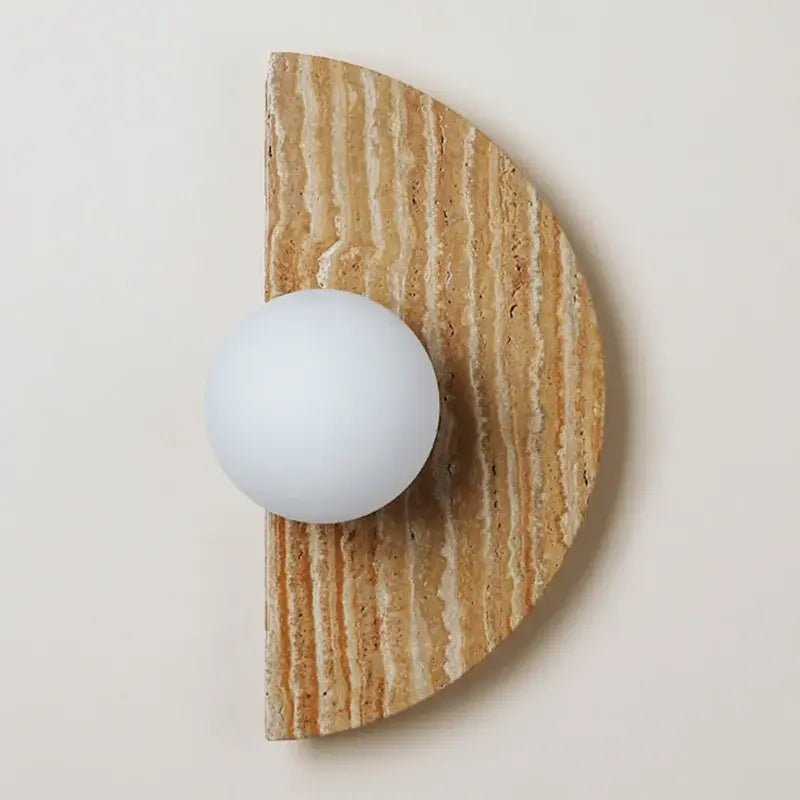 Side — Aplique de pared de travertino semicircular
