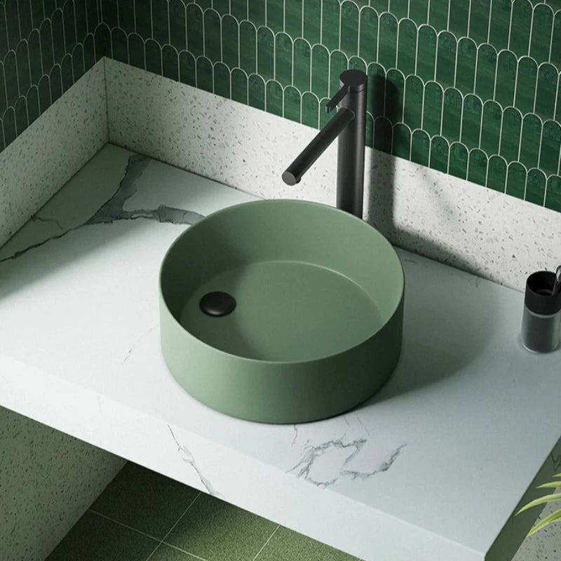Jungle Circle - Lavabo de cerámica de Color verde (Ø38CM)