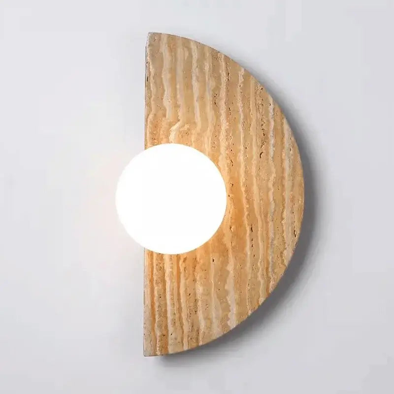 Side — Aplique de pared de travertino semicircular
