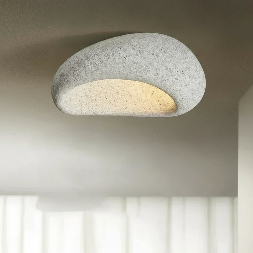 White Cloud — Plafón wabi-sabi de resina (Ø52 cm, LED E27)