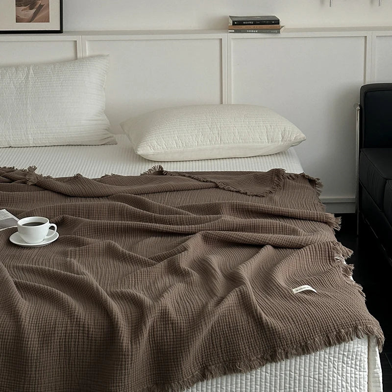 Bruma café — Manta 100% algodón (150×200 cm)