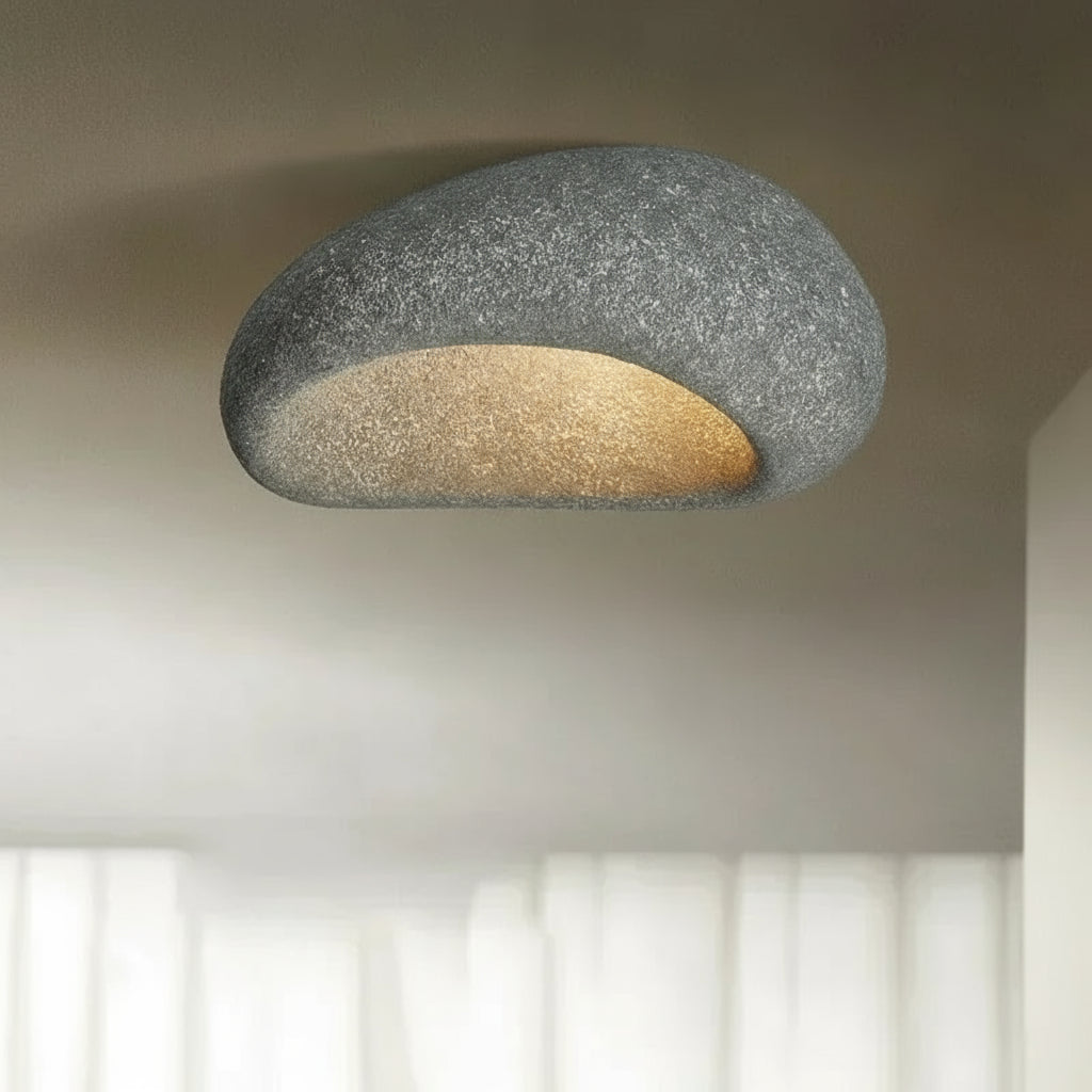 Grey Cloud — Plafón wabi-sabi de resina (Ø52 cm, LED E27)