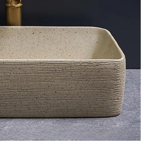 Norda Rect — Lavabo de encimera de cerámica efecto piedra