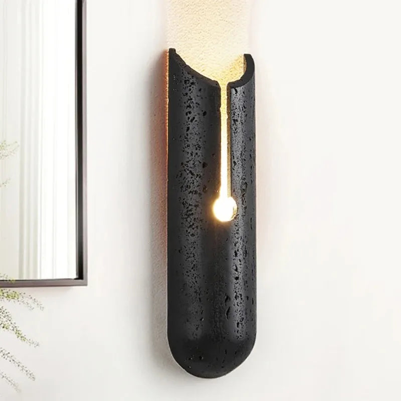 Tino — Aplique de pared de travertino Negro