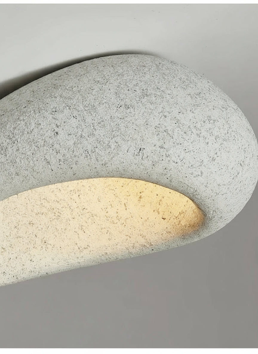 White Cloud — Plafón wabi-sabi de resina (Ø52 cm, LED E27)