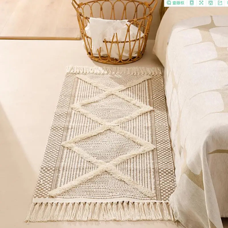Nórdica — Alfombra tufted de algodón con flecos (antideslizante)