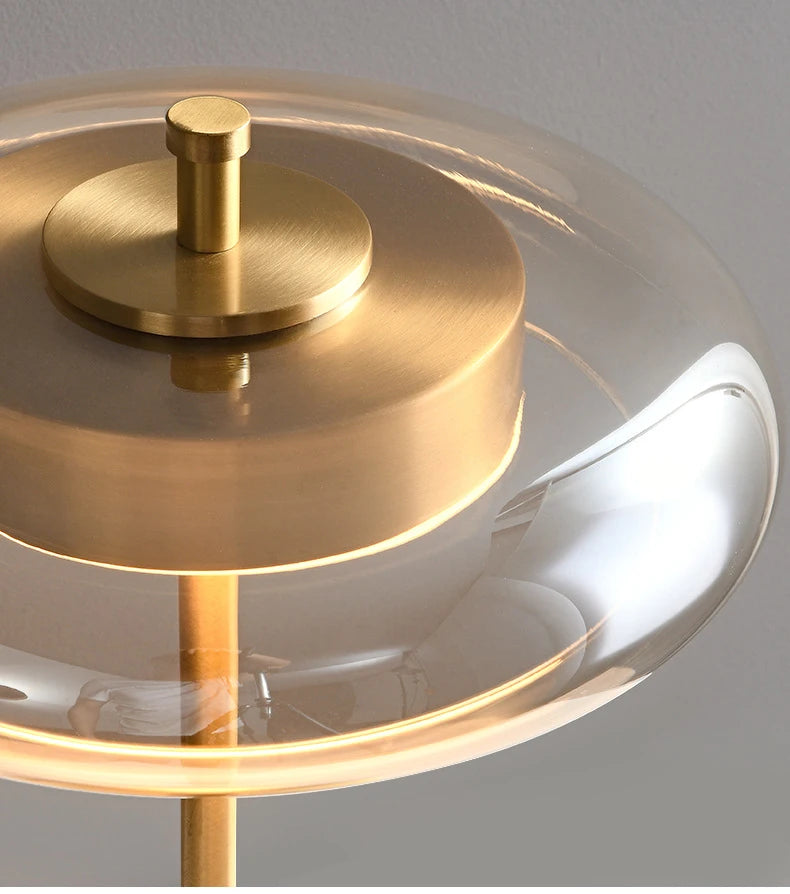 Classy — Lámpara de mesa retro de vidrio ámbar dorado