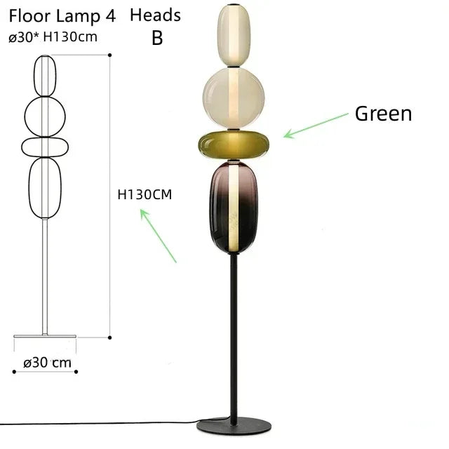 Bubble Green - Lámpara LED de pie de vidrio de colores