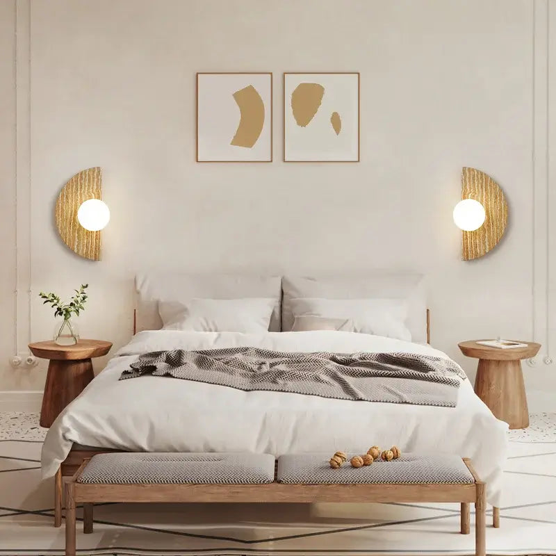 Side — Aplique de pared de travertino semicircular