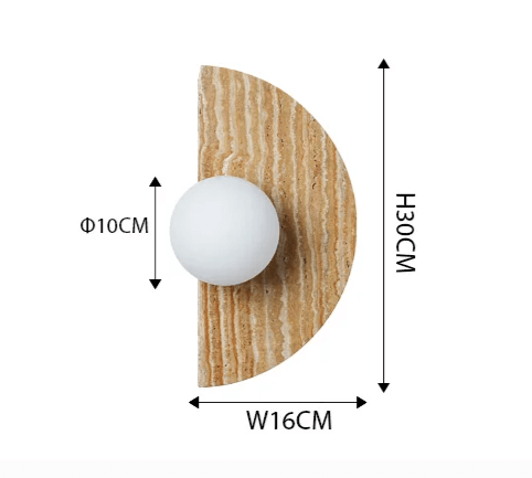 Side — Aplique de pared de travertino semicircular